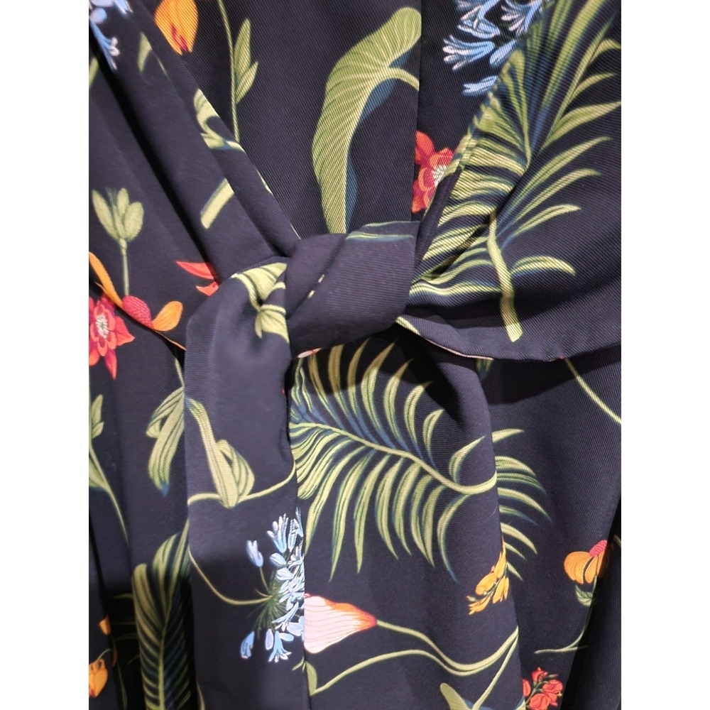 Ann Taylor Botanical Floral Print Back Tie Flutter Sleeve Black Midi Dress‎ 14 - Picture 7 of 11